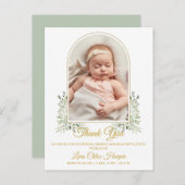 ベビーアーチフォトグリーナリー金ゴールドサンキュー誕生 案内ポストカード (正面/裏面)