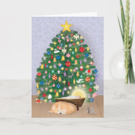 ベビーイエスとコルギとクリスマスツリーカード カード