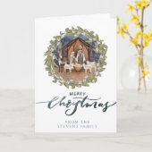 ベビーイエスのマンガー出生折り畳み写真 カード (黄色い花)