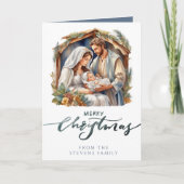 ベビーイエスのマンガー出生折り畳み写真 カード (正面)