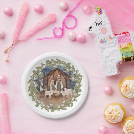 ベビーイエスインザマンガー出生紙プレート ペーパープレート (パーティー)
