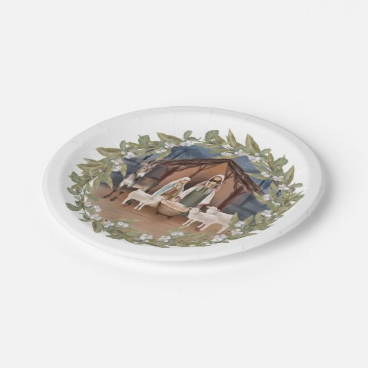 ベビーイエスインザマンガー出生紙プレート ペーパープレート (アングル)