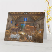 ベビーイエスマンガーホーリーナイトクリスマス出生 カード (黄色い花)