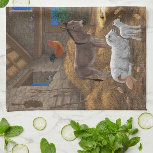 ベビーイエスマンガーホーリーナイトクリスマス出生 キッチンタオル (折り畳み)