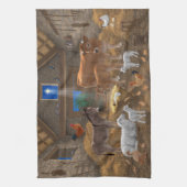 ベビーイエスマンガーホーリーナイトクリスマス出生 キッチンタオル (縦)