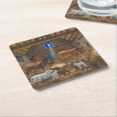 ベビーイエスマンガーホーリーナイトクリスマス出生 スクエアペーパーコースター (アングル)