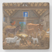 ベビーイエスマンガーホーリーナイトクリスマス出生 ストーンコースター (正面)