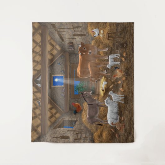 ベビーイエスマンガーホーリーナイトクリスマス出生 タペストリー (正面)