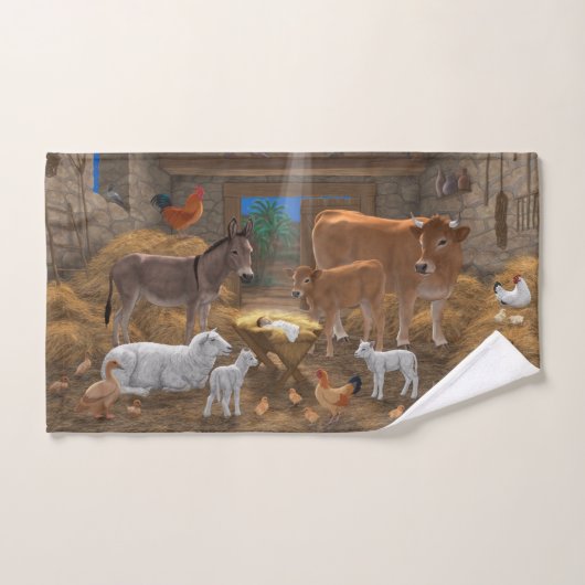 ベビーイエスマンガーホーリーナイトクリスマス出生 バスタオルセット (ハンドタオル)