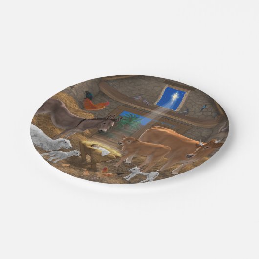 ベビーイエスマンガーホーリーナイトクリスマス出生 ペーパープレート (アングル)