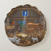 ベビーイエスマンガーホーリーナイトクリスマス出生 ラウンドクッション (裏面)