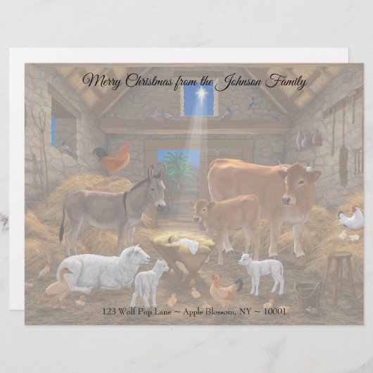 ベビーイエスマンガーホーリーナイトクリスマス出生 レターヘッド (正面/裏面)