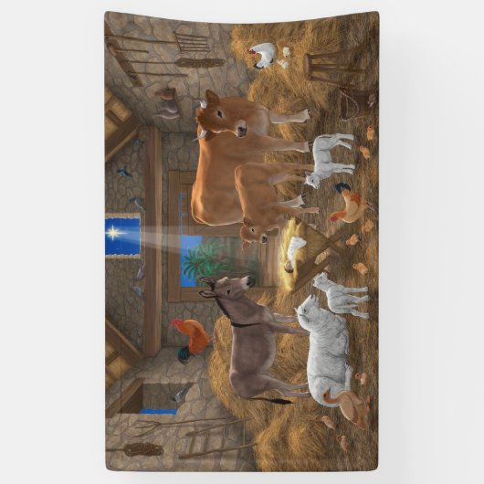 ベビーイエスマンガーホーリーナイトクリスマス出生 横断幕 (縦)