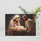 ベビーイエスメリージョセフ出生メリークリスマス シーズンカード (スタンド正面)
