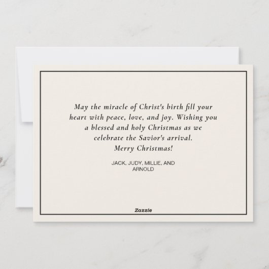 ベビーイエスメリージョセフ出生メリークリスマス シーズンカード (裏面)
