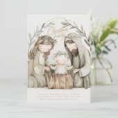 ベビーイエスメリー出生宗教的クリスマス 招待状 (スタンド正面)