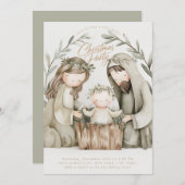 ベビーイエスメリー出生宗教的クリスマス 招待状 (正面/裏面)