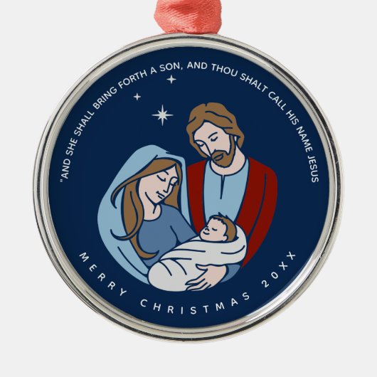 ベビーイエス出生シーンクリスマス メタルオーナメント (正面)