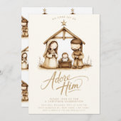 ベビーイエス出生マンガー宗教的なクリスマス 招待状 (正面/裏面)