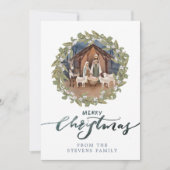 ベビーイエス・イン・ザ・マンガー出生写真クリスマス 招待状 (正面)