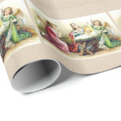 ベビーイエス・キリストおよびメリーを囲むヴィンテージの天使 ラッピングペーパー (ロールコーナー)