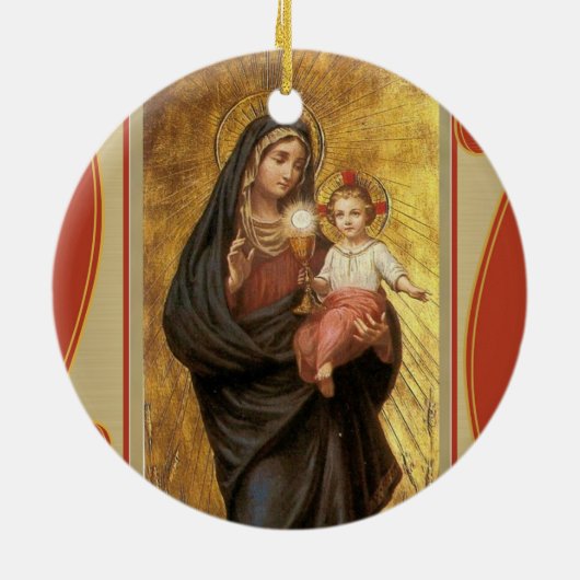 "ベビーイエス・キリストとの賛美された秘跡の私達の女性 セラミックオーナメント (裏面)