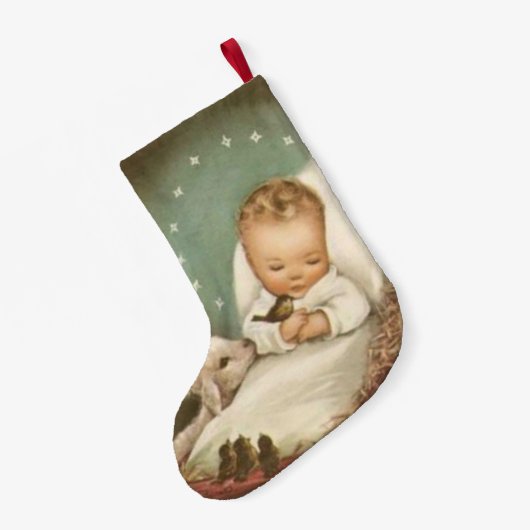 ベビーイエス・キリストを個人化して下さい スモールクリスマスストッキング (裏面 (吊り時))