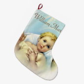 ベビーイエス・キリストを個人化して下さい ラージクリスマスストッキング (正面 (吊り時))