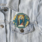 ベビーイエス・キリストを持つクリスチャンのHelp私達の女性 缶バッジ (インサイチュ)