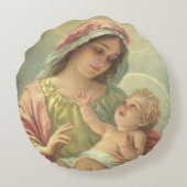 ベビーイエス・キリストを握っている賛美された聖母マリア ラウンドクッション (裏面)