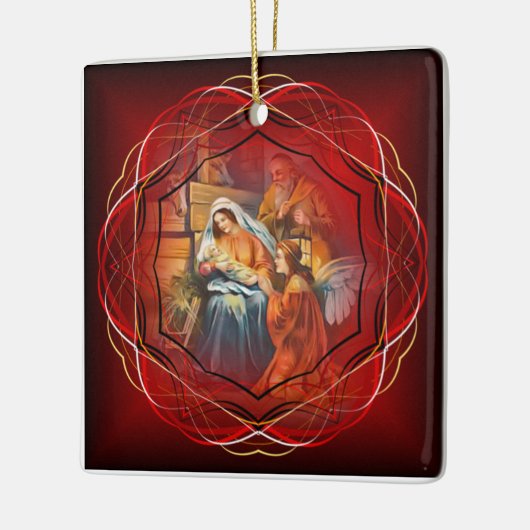 ベビーイエス，マリアとヨセフ，聖なる家族，天使 セラミックオーナメント (左)