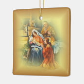 ベビーイエス，マリア&ヨセフ～聖なる家族～天使～ セラミックオーナメント (左)