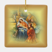 ベビーイエス，マリア&ヨセフ～聖なる家族～天使～ セラミックオーナメント (裏面)