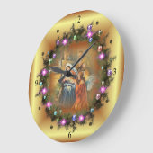 ベビーイエス・メアリー&ジョセフ～聖家～天使～  ラージ壁時計 (傾斜)