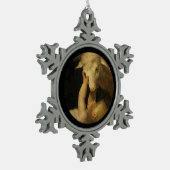 ベビーイエスTouch顔の子羊 スノーフレークピューターオーナメント (左)