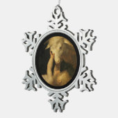 ベビーイエスTouch顔の子羊 スノーフレークピューターオーナメント (右)