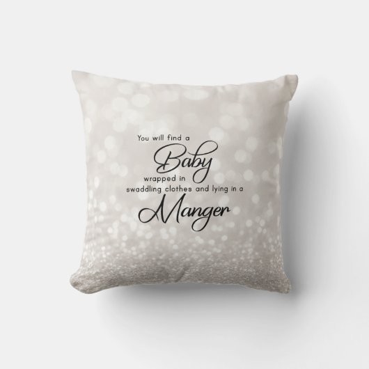 ベビーイエズスホワイトスパークルクリスマス装飾用クッション クッション (正面)