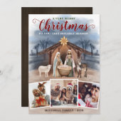 ベビーイエズス出生シーンフォトコラージュクリスマス シーズンカード (正面/裏面)