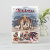 ベビーイエズス出生シーンフォトコラージュクリスマス シーズンカード (スタンド正面)