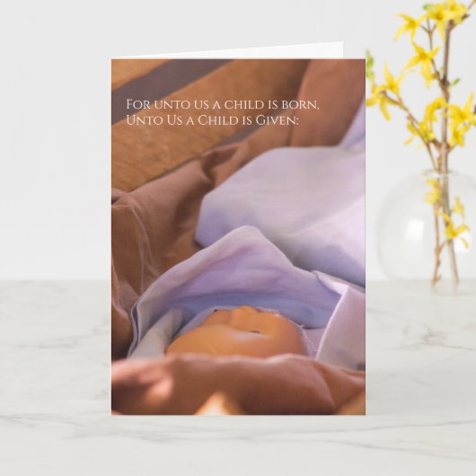 ベビーイエズス宗教的クリスマス カード (黄色い花)