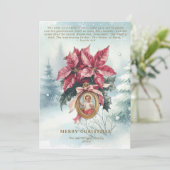 ベビーイエズポインセティアウォーターカラー聖なる書物、 経典 シーズンカード (スタンド正面)