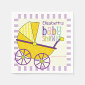 ベビーイエローキャリッジ生まれたばかりの乳児ベビーシャワー スタンダードカクテルナプキン (正面)