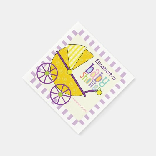 ベビーイエローキャリッジ生まれたばかりの乳児ベビーシャワー スタンダードカクテルナプキン (角)