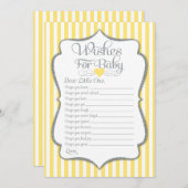 ベビーイエローグレー赤ちゃんシャワーゲームの願い 招待状 (正面/裏面)