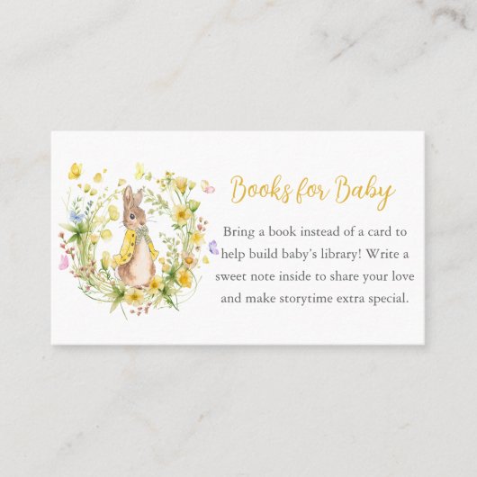 ベビーイエローピーターうさぎ赤ちゃんシャワー用の本 名刺 (正面)