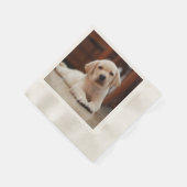 ベビーイエローラブラドール子犬の腹に置く 縁ありカクテルナプキン (角)