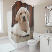 ベビーイエローラブラドール子犬 シャワーカーテン (インサイチュ)