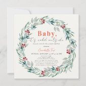 ベビーイズコールドアウトホリデーリースベビーシャワー 招待状 (正面)