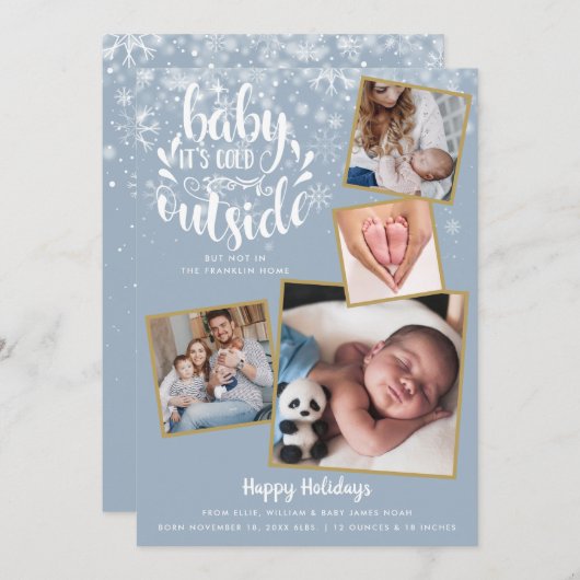 ベビーイズコールド外4フォトホリデーボーイ誕生 案内状 (正面/裏面)