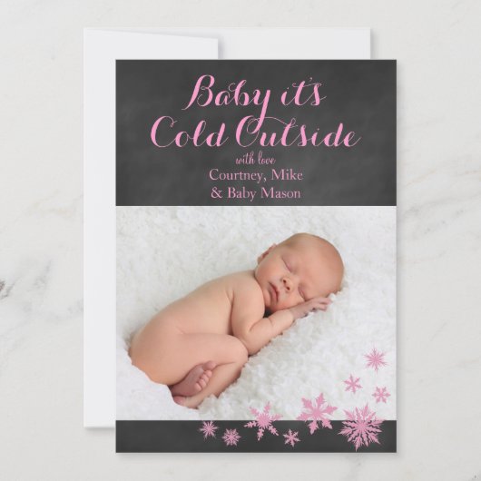 ベビーイッツアウトサイドホリデーカードインピンク シーズンカード (正面)